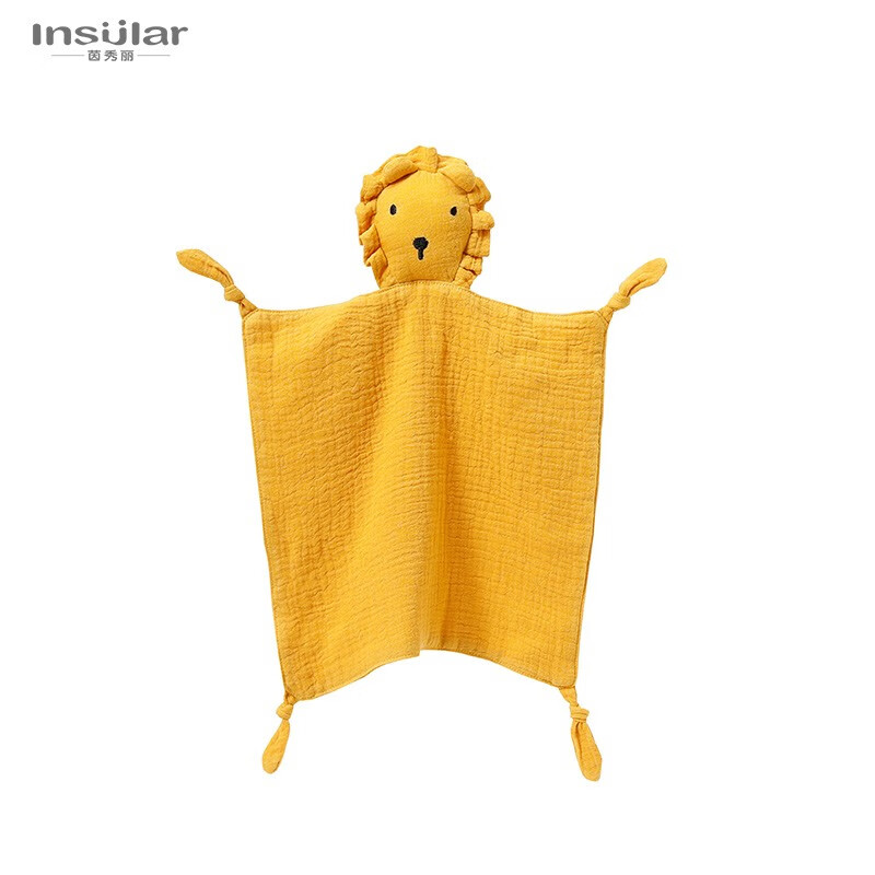 茵秀丽(insular)安抚巾婴儿纱布安抚巾纯棉宝宝陪睡玩偶狮子安抚手帕
