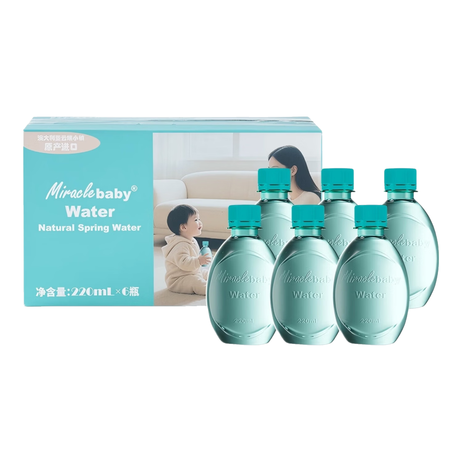 MIRACLEBABY Ŧ��ˮǑ�����漣����ˮ 220ml*6 �Ĵ����ǽ�����ȻȪˮ 27.93Ԫ/������83.79Ԫ��
