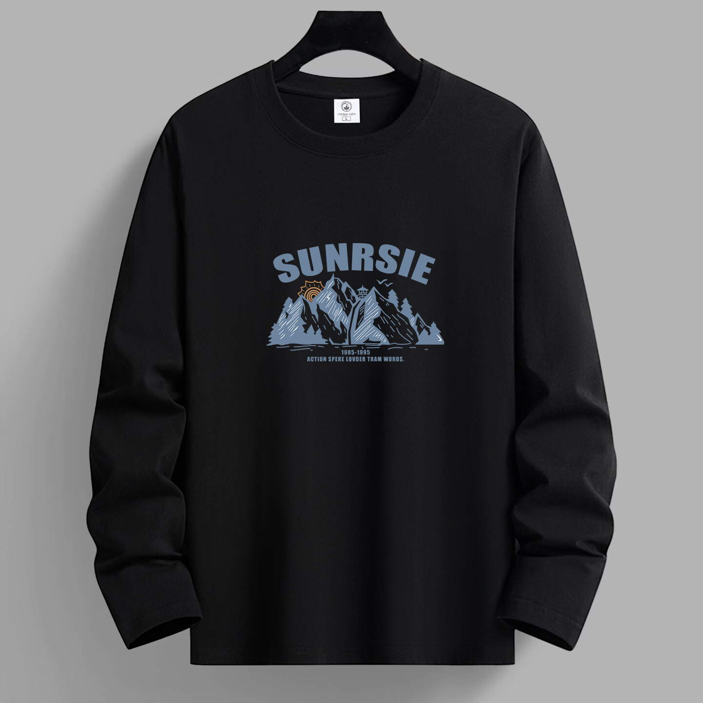 布卡澜琦春秋季新款男士圆领长袖T恤时尚潮流印花圆领长袖休闲体恤衫卫衣 白色SUN山峰长袖 XL 【建议120-135斤】