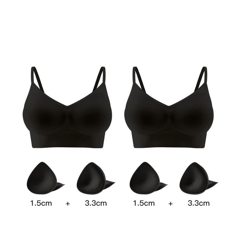幸棉（LUCKMEEY）美背文胸外扩小胸显大U型聚拢一体式无痕隐形吊带性感内衣女 【2件减20元】黑色+黑色 【外扩美背款】 S  70AB