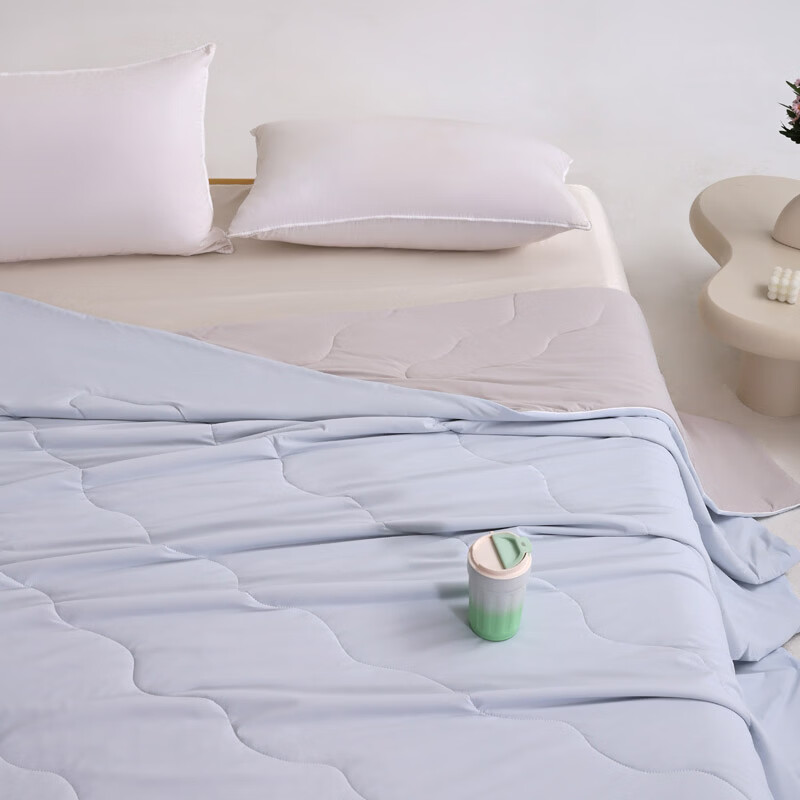 水星家纺夏季被子空调被夏凉被春夏新款大豆被单双人床上用品 雾凇蓝+幻影灰 200*230cm单夏被