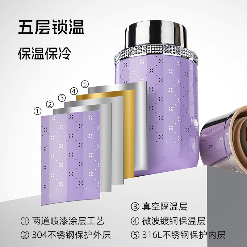 尚明(SAMADOYO)2026新款316L不锈钢焖茶保温杯便携水杯保温杯送老婆女朋友礼物 咖色