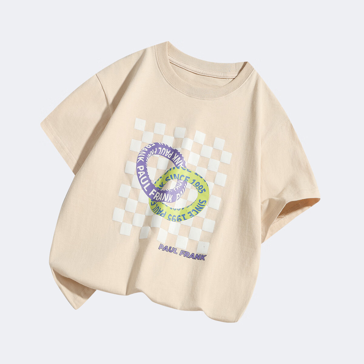 大嘴猴（paul frank）童装儿童短袖T恤2025款男女童宽松舒适休闲纯棉中大童上衣 183F杏色 150