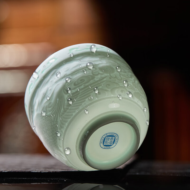 零峰（Zero peaK）龙凤茶杯景德镇高温陶瓷影青玲珑透光主人杯高档茶具礼盒装 玲珑陶瓷凤杯