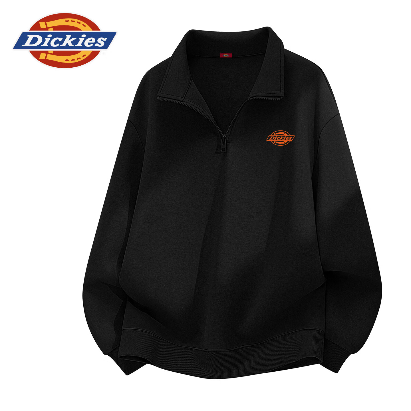 Dickies男士立领半拉链卫衣2026春季新款外套宽松休闲春装上衣潮 灰豆绿(ks马刺工人胸标) 4XL