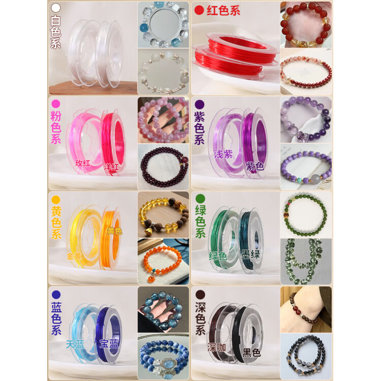 胖东来超市代购同款手串弹力绳串珠线  	手串弹力绳串珠绳串手链 【组合装更方便】8色装-D款/线径0.8mm/10