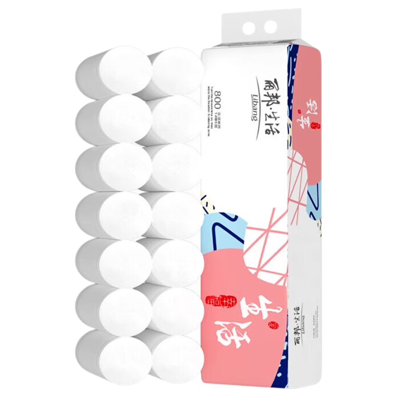 丽邦 无芯卷纸【1.6斤14卷/提】卫生纸厕纸大号加长款家用卷筒纸 5层 57.1g/卷*42卷