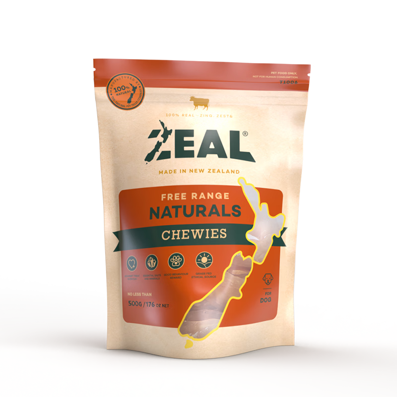 ZEAL狗狗宠物零食磨牙棒小牛筋圈500g肉干洁齿训练奖励新西兰进口