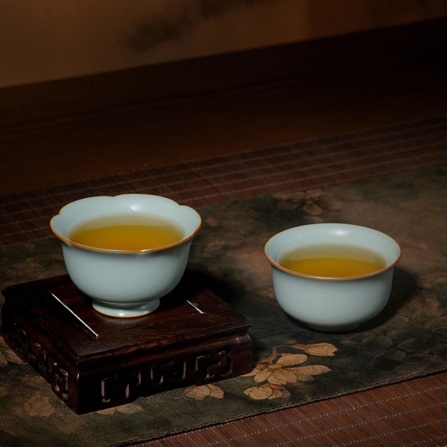仁慈佑物茶杯主人杯 天青色手工汝窑春山对望对杯 景德镇产 礼盒装 春山对望 开片可养
