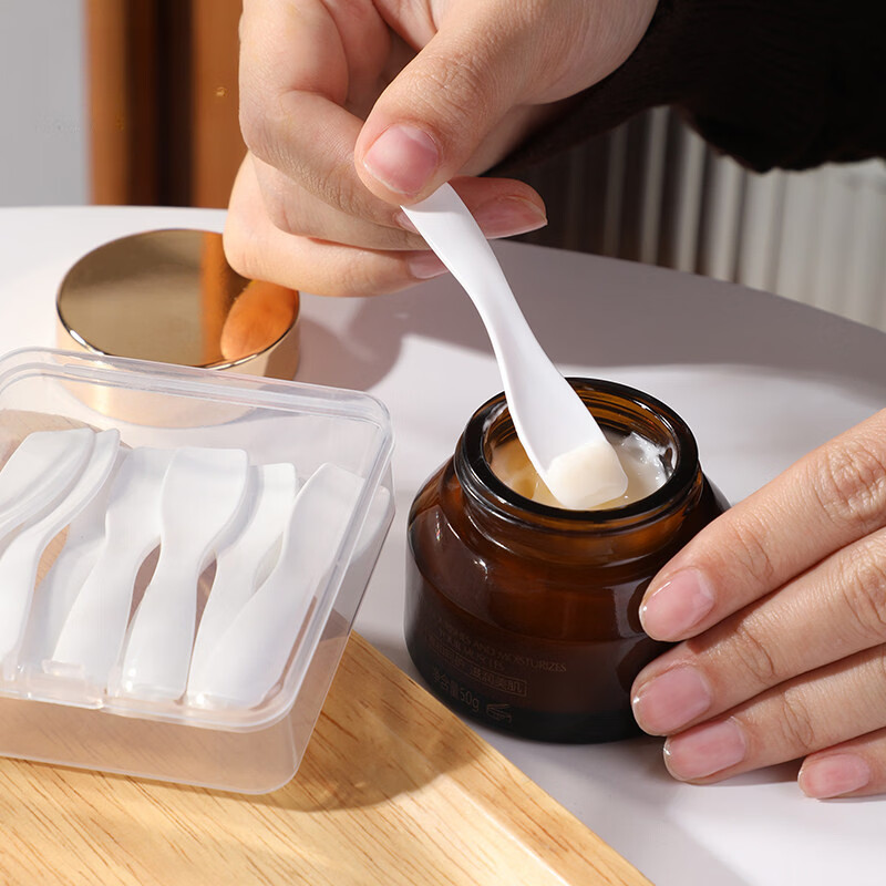 日禾盛唐护肤品挖勺面膜化妆品身体乳挖取勺分装小勺子眼霜面霜粉底液工具 【2盒共 20支 】赠收纳盒