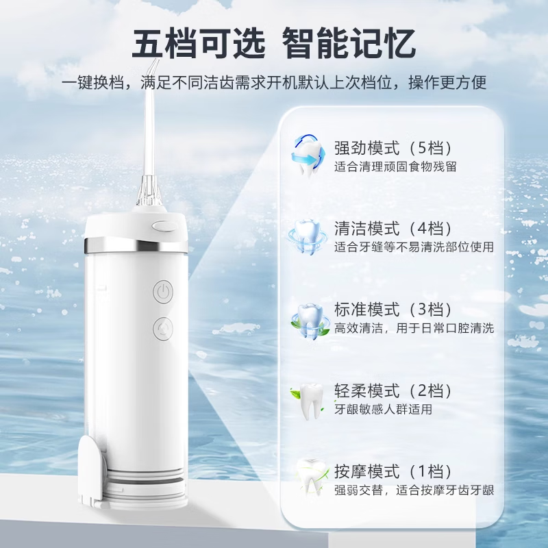 惠齿(h2ofloss)冲牙器便携伸缩款冲牙器牙齿清理清除牙垢洗牙机电动脉冲牙器医便用携级洗牙器水牙线礼物送父母 HW109蓝色(伸缩款) 5支喷头