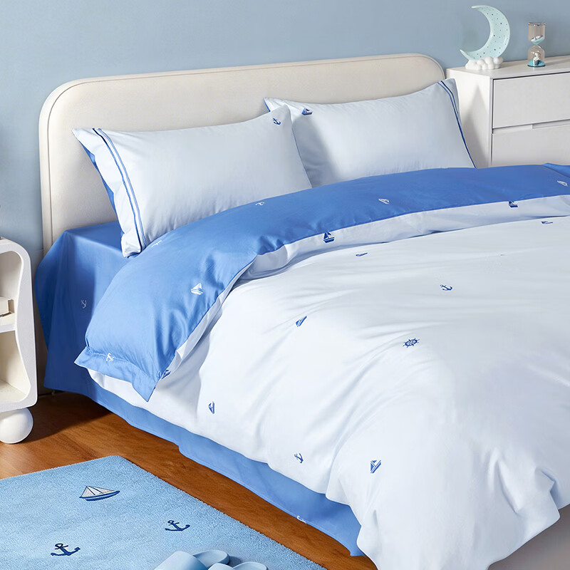 水星家纺海滨旅行长绒棉印花被套 海滨旅行长绒棉印花被套 210cm*150cm