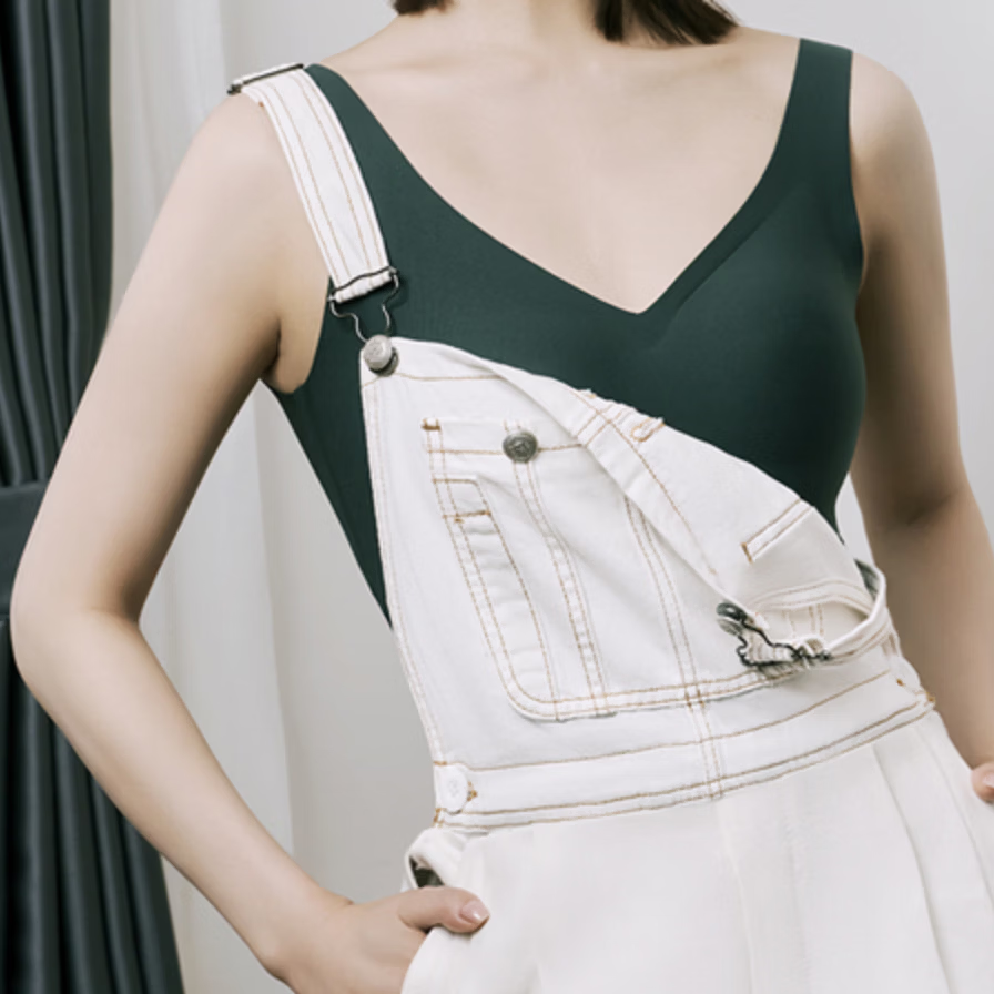 欧迪芬(Ordifen)无痕舒适时尚美背无钢圈小胸聚拢性感v领胸罩送女友PB1505 海苔绿 M