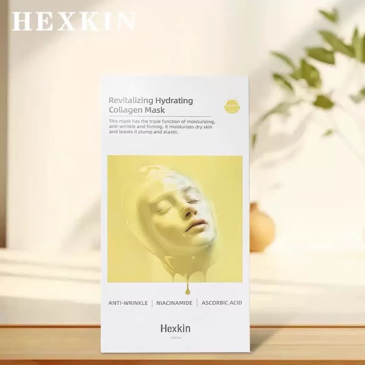 赫诗琴hexkin胶原蛋白胶原炮灌注面膜VC焕白款紧致抗皱补水保湿黄膜韦雪 黄膜两盒/10片