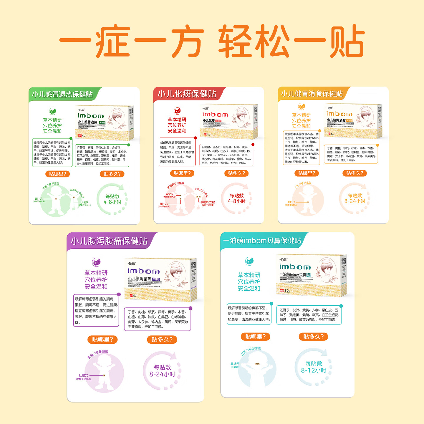 一泊萌【官方】穴位贴化痰保健贴 消食保健贴 鼻贴保健贴草本植物保健贴 一泊萌贝鼻贴