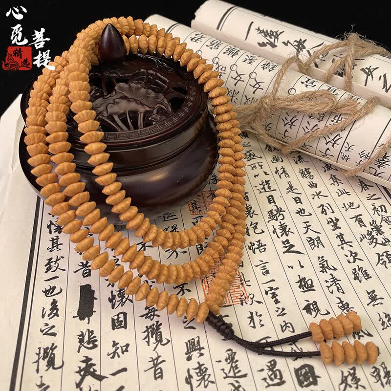 望缘九华山金叶菩提天然金钱子手串莲花菩提手持盘玩冷门文玩金钱菩提 【九转莲花】饱满钻石型8.5mm
