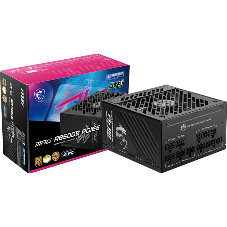 MSI΢�� �850W����ȫģ����Ե�ԴATX3.1/ԭ��16PIN/ʮ�걣��/ȫ��ϵ����/����5080�Կ�MPG A850GS 649Ԫ