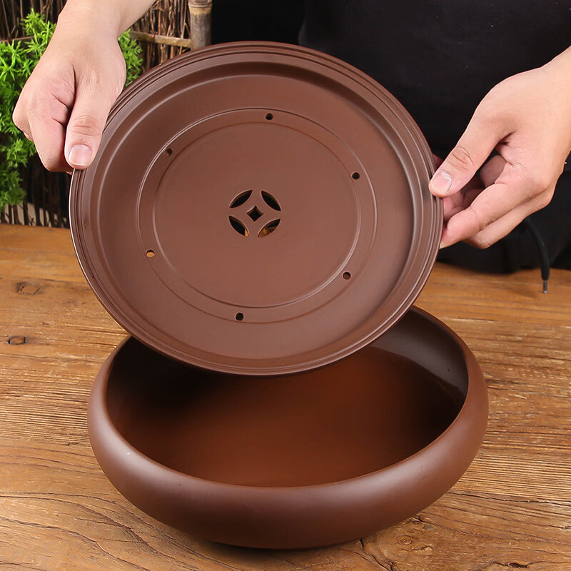 茶盘紫砂陶瓷功夫茶具储水大茶盘家用沥水托盘干泡台小型茶台茶托 纯红色6英寸茶盘(无)