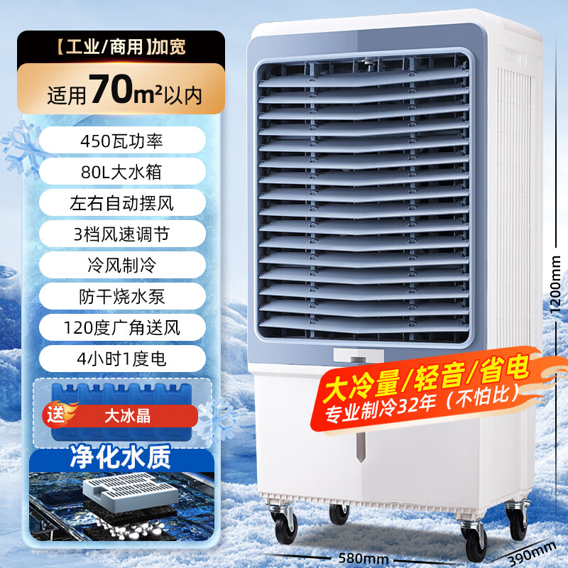 骆驼（CAMEL）空调扇家用工业冷风机强力制冷商用冷风扇制冷车间移动水冷空调蒸发式大风量 工业/商用加宽（1.2米高 450000风量） 机械款