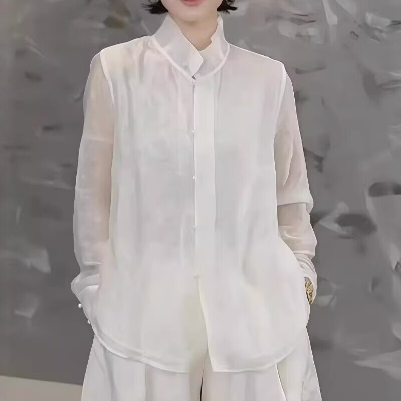 MODX新中式提花双层衬衫女2026早春薄款大码胖花边领衬衣超好看上衣 图片色【独特漂亮/今年流行】 M 建议90-100斤