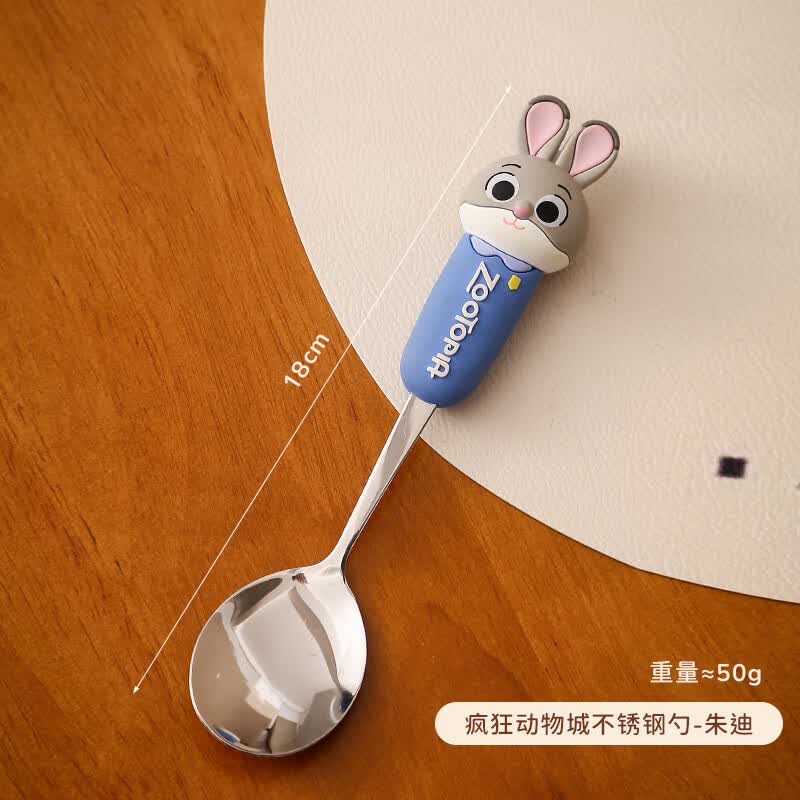 精东家疯狂动物城新款餐具不锈钢304家用儿童汤匙可爱卡通叉勺组合套装 【正版授权】朱迪不锈钢卡通勺