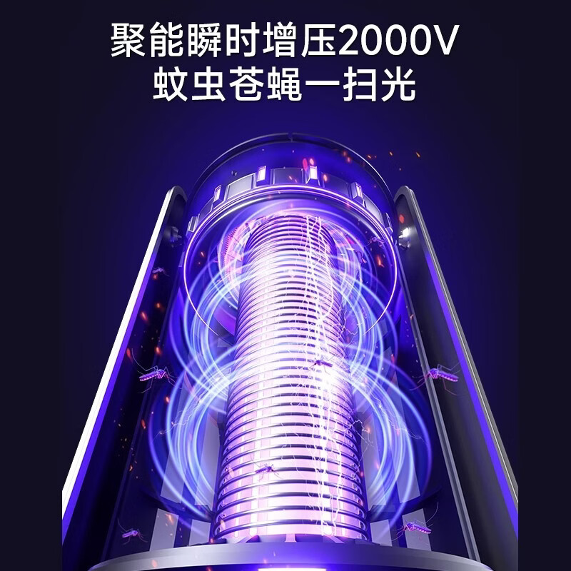 小猪饱饱灭蚊灯家用驱蚊超强力电击防蝇卧室内虫电蚊子婴儿诱杀 【充/插两用款】光控感应灭蚊灯 8仓当日发