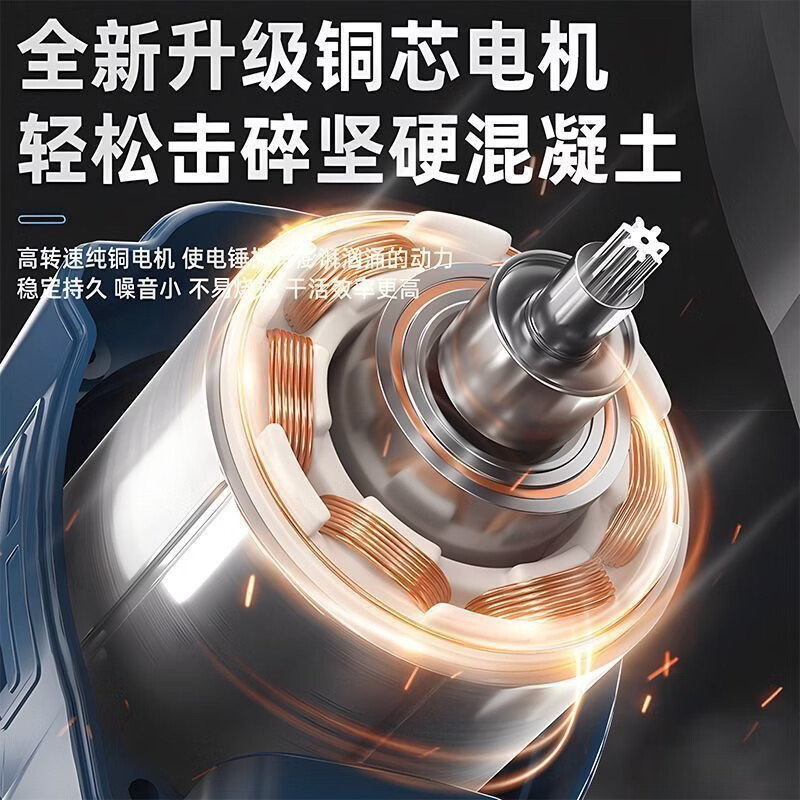 东城锂电电锤工程无刷轻型充电转打混凝土打墙孔冲击电锺电镐三用 工业款1机2电1充+钻头礼包