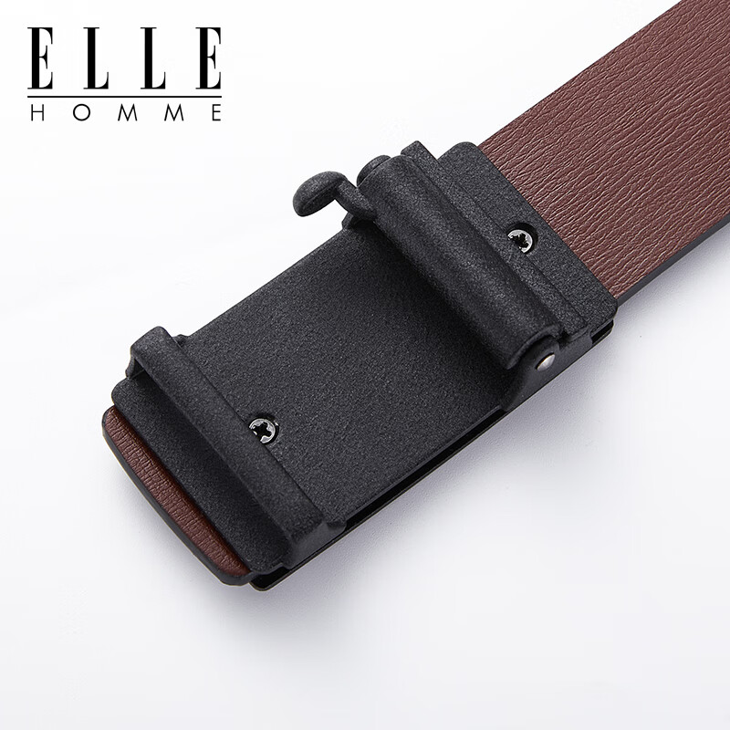 ELLE HOMME皮带男真皮自动扣内扣不露尾牛皮内穿轻奢腰带生日礼物送男友 【橙色礼盒】902047磨砂防指纹 110cm （适用于130-150斤）
