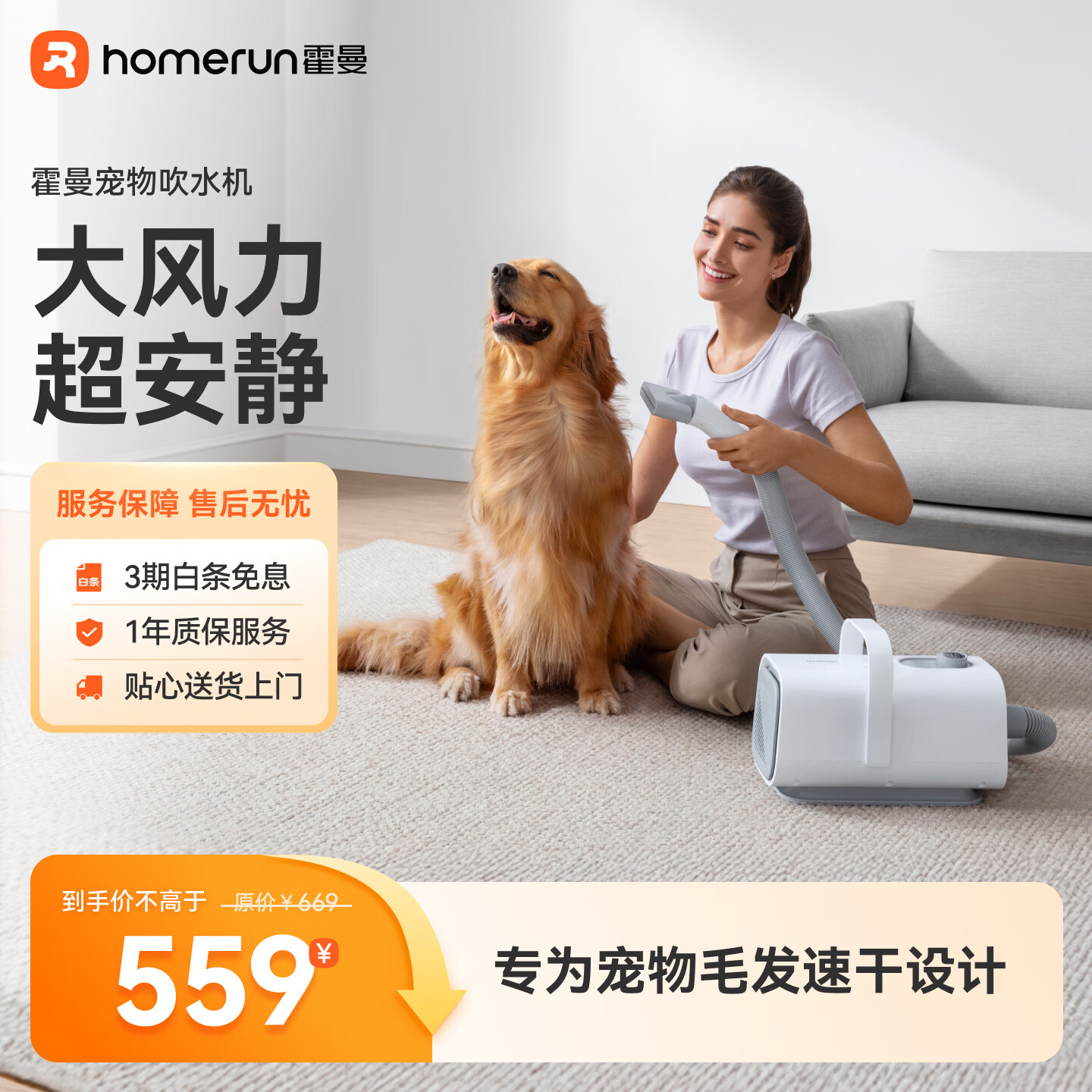 霍曼宠物吹水机 狗狗大功率电吹风机大型犬洗澡吹毛器猫咪吹毛器