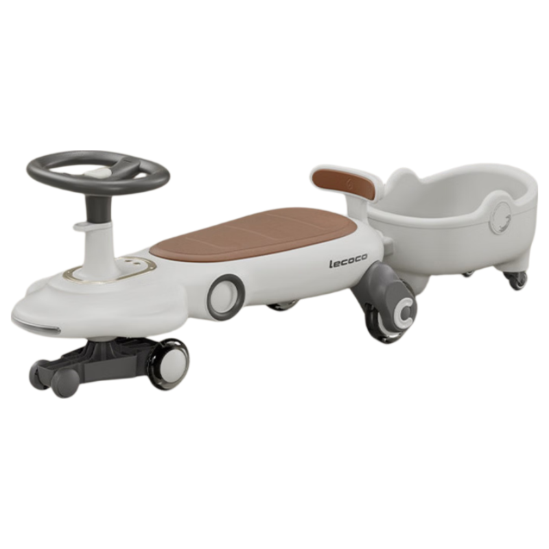 樂(lè)卡（Lecoco）兒童扭扭車(chē)1-3歲男孩女孩溜溜車(chē) 費(fèi)格F2聲光款 -云霧咖（帶拖斗）