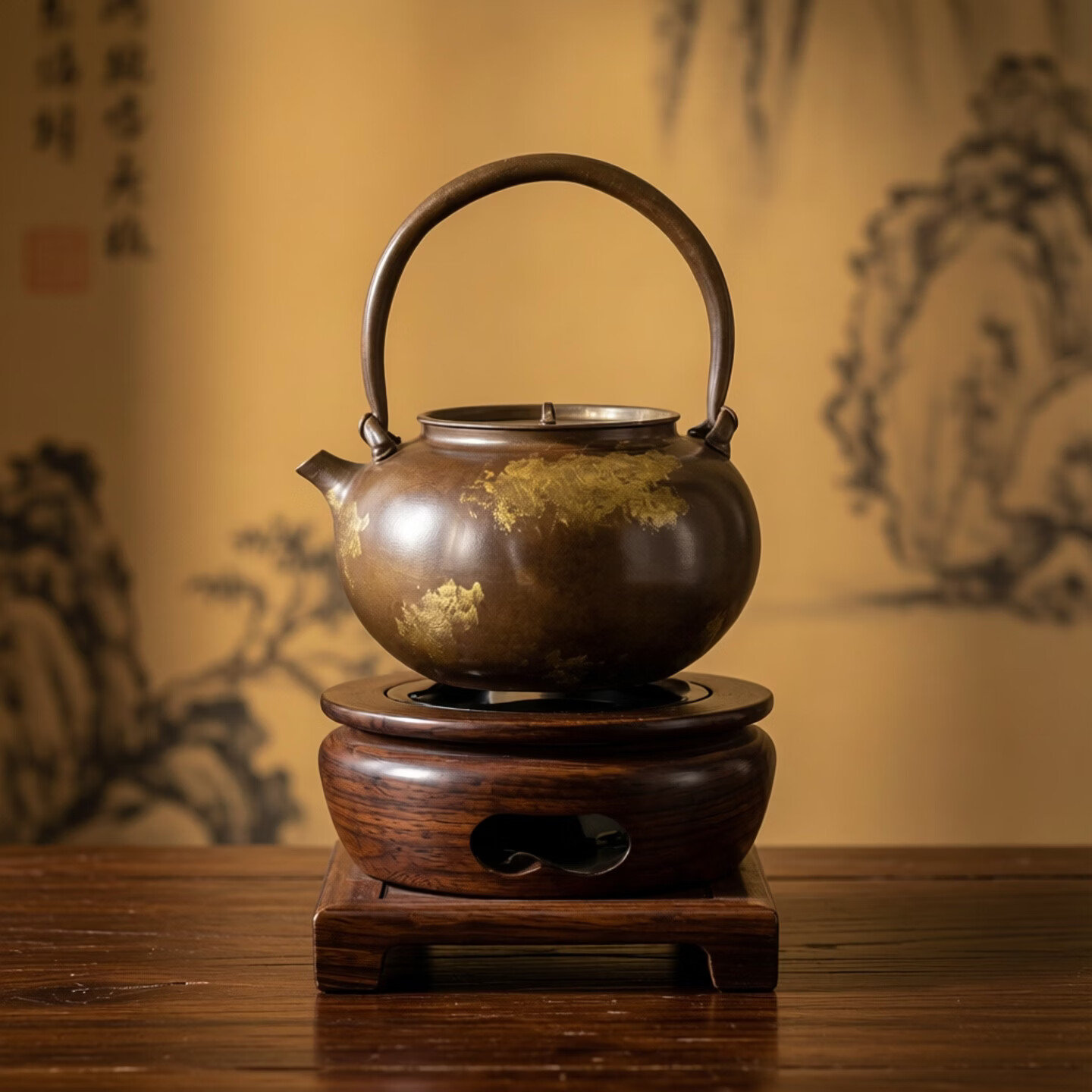 复古做旧煮茶器大容量围炉煮茶壶煮水泡茶烧水壶紫铜功夫茶具礼物 紫铜提梁壶（鎏金色） 1000ml 京东折扣/优惠券