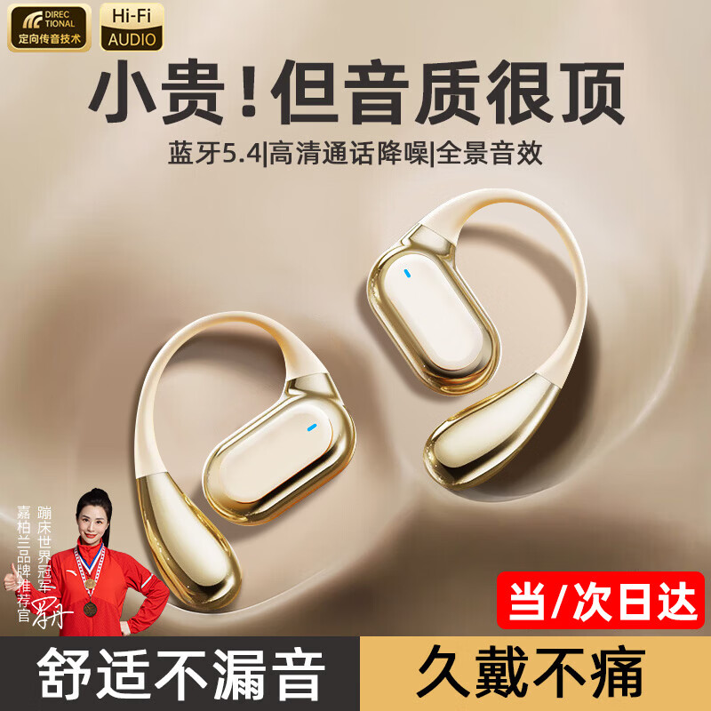 嘉柏兰【2025最新款丨柏林之声】蓝牙耳机挂耳式骨传导概念金榜第1名开放式无线不入耳运动跑步降噪耳夹  【柔和肤】降噪不漏音丨杜比音效超长续航