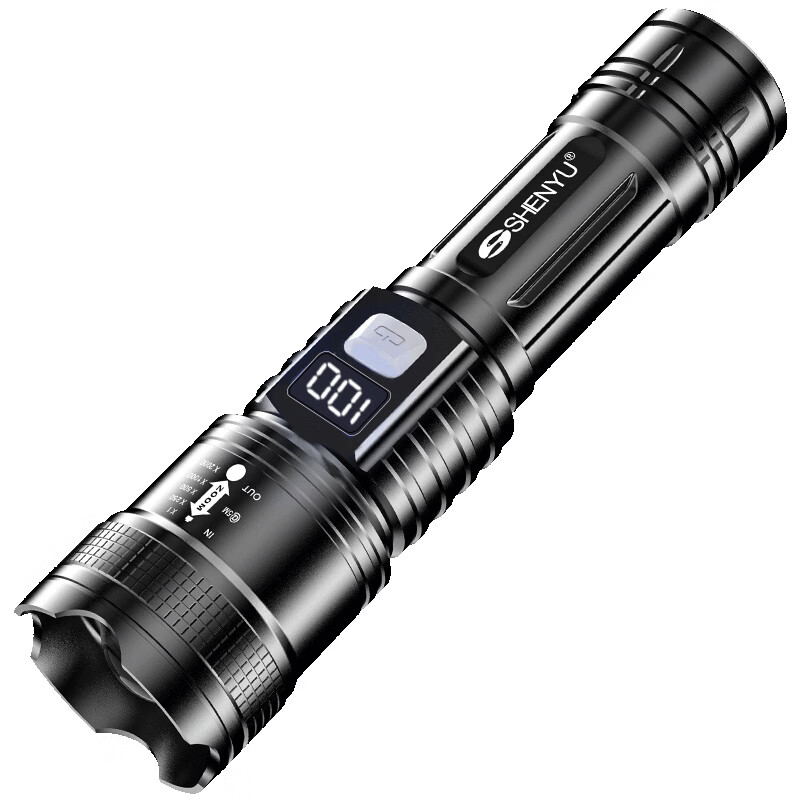 幻驰超亮便携手电筒户外变焦可充电强光家用应急远射长续航小手电 【豪华版】伸缩变焦-电量显示