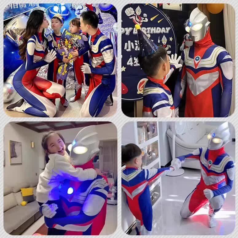 迪迦奥特连体衣大人版赛罗超人儿童cos服装演出服披风战衣男女孩 升级版迪迦头盔+连体衣+脖巾+原版胸灯+变身器 110 cm