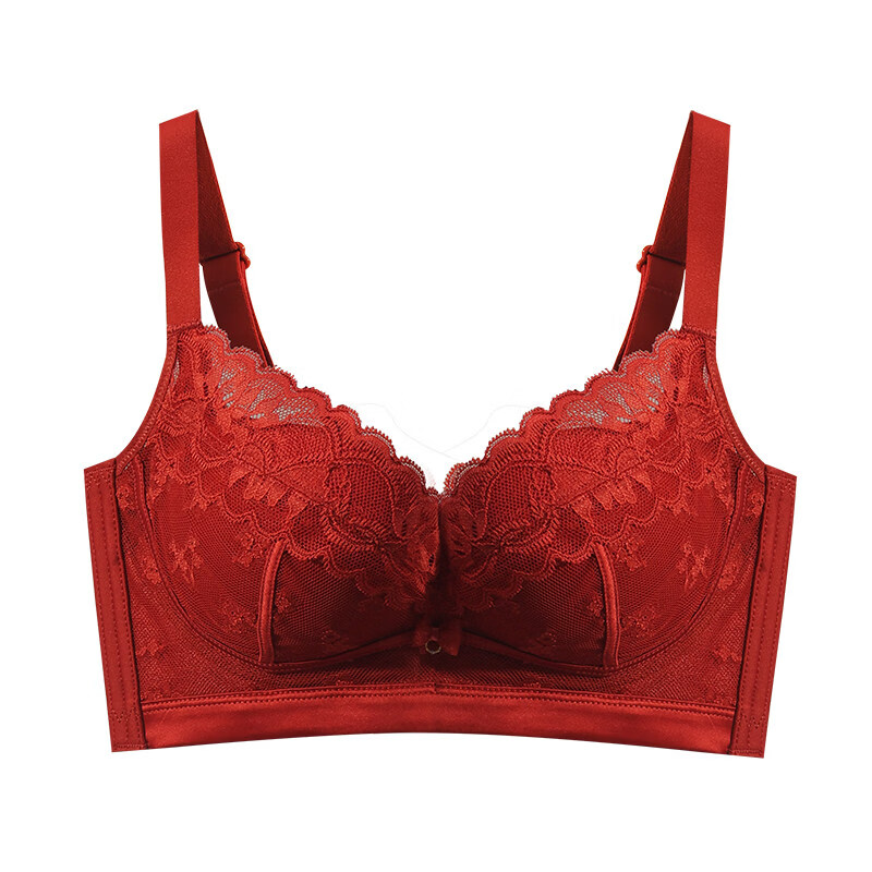 本命年小胸内衣女加厚显大无钢圈收副乳防下垂调整 月光灰显大2CM 80B 36_