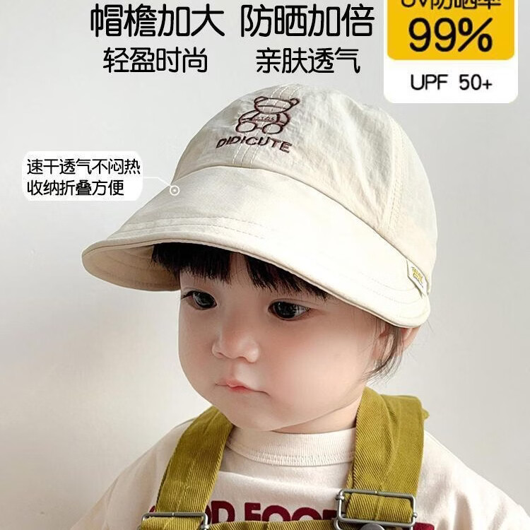 彩虹房子春秋男女宝宝儿童帽胎帽合集 白色小熊速干帽43-50cm 参考 8个月-4岁