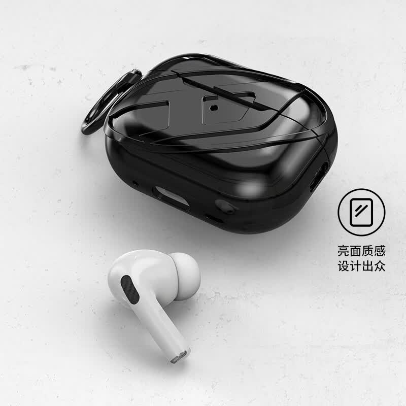 DIESELDIESEL 亮面款耳机保护壳适用苹果耳机AirPodsPro/AirPodsPro2 TPU保护套全包防摔外壳 AirPods Pro/Pro2 亮黑色