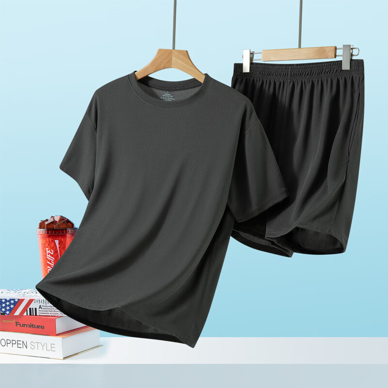 有只绵冰丝华夫格情侣睡衣夏季薄款居家短袖短裤宽松男女家居服套装 黑色 M (男100-115斤/女90-105斤)