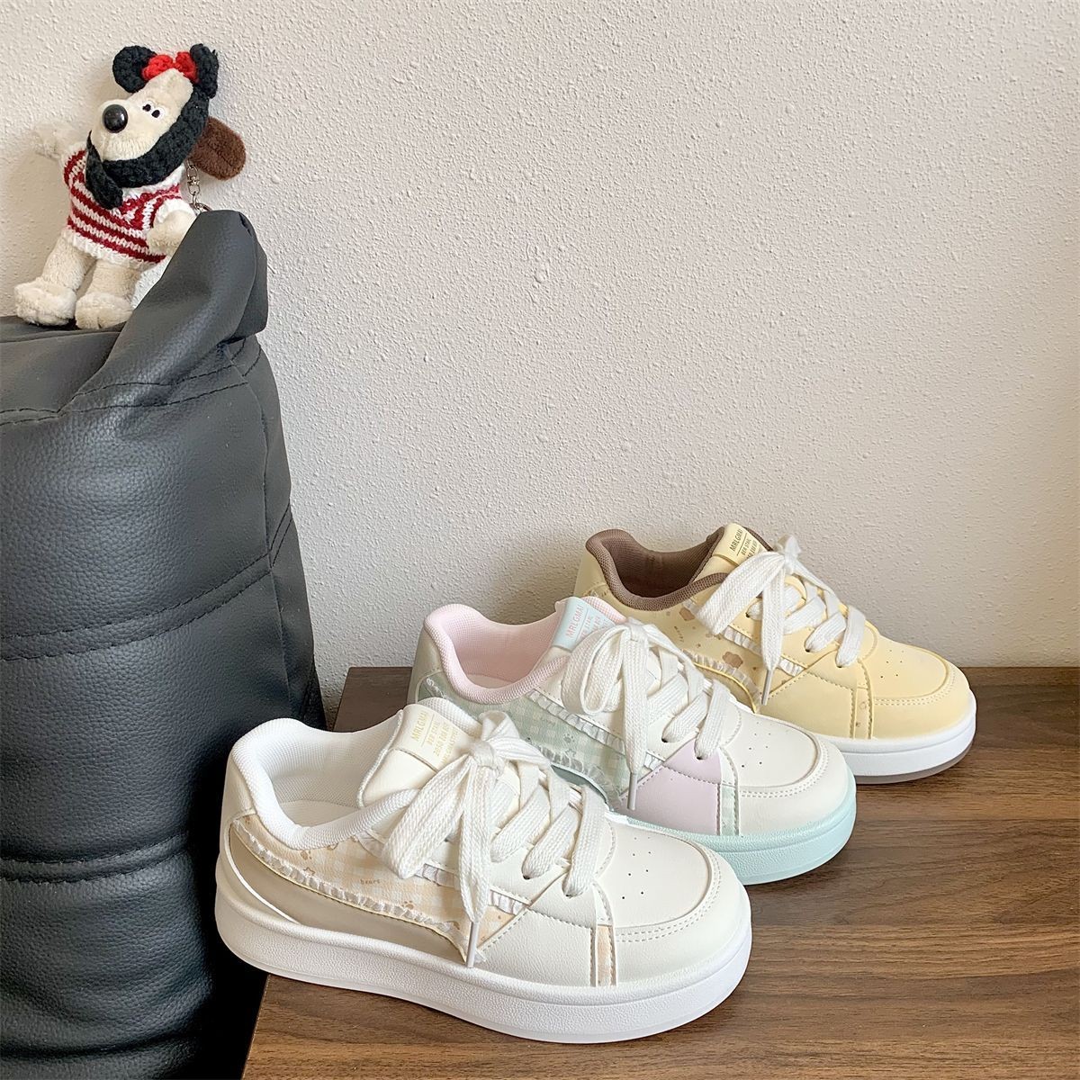 绮步佳人厚底透气休闲运动板鞋女小白鞋拼色百搭低帮板鞋 黄色 40