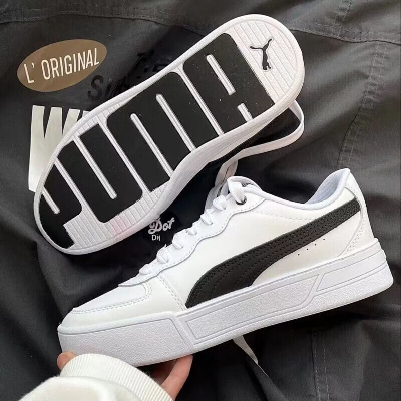 PUMA FI新款PM天空系列小白鞋SKYE休闲运动校园百搭防滑男女情侣增高板鞋 三代白黑 39 x