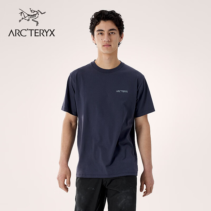 ARC'TERYX始祖鸟 KRAGG SL COTTON BLURRED BIRD SS 男子 棉质短袖T恤 BLACK SAPPHIRE/蓝黑色 M