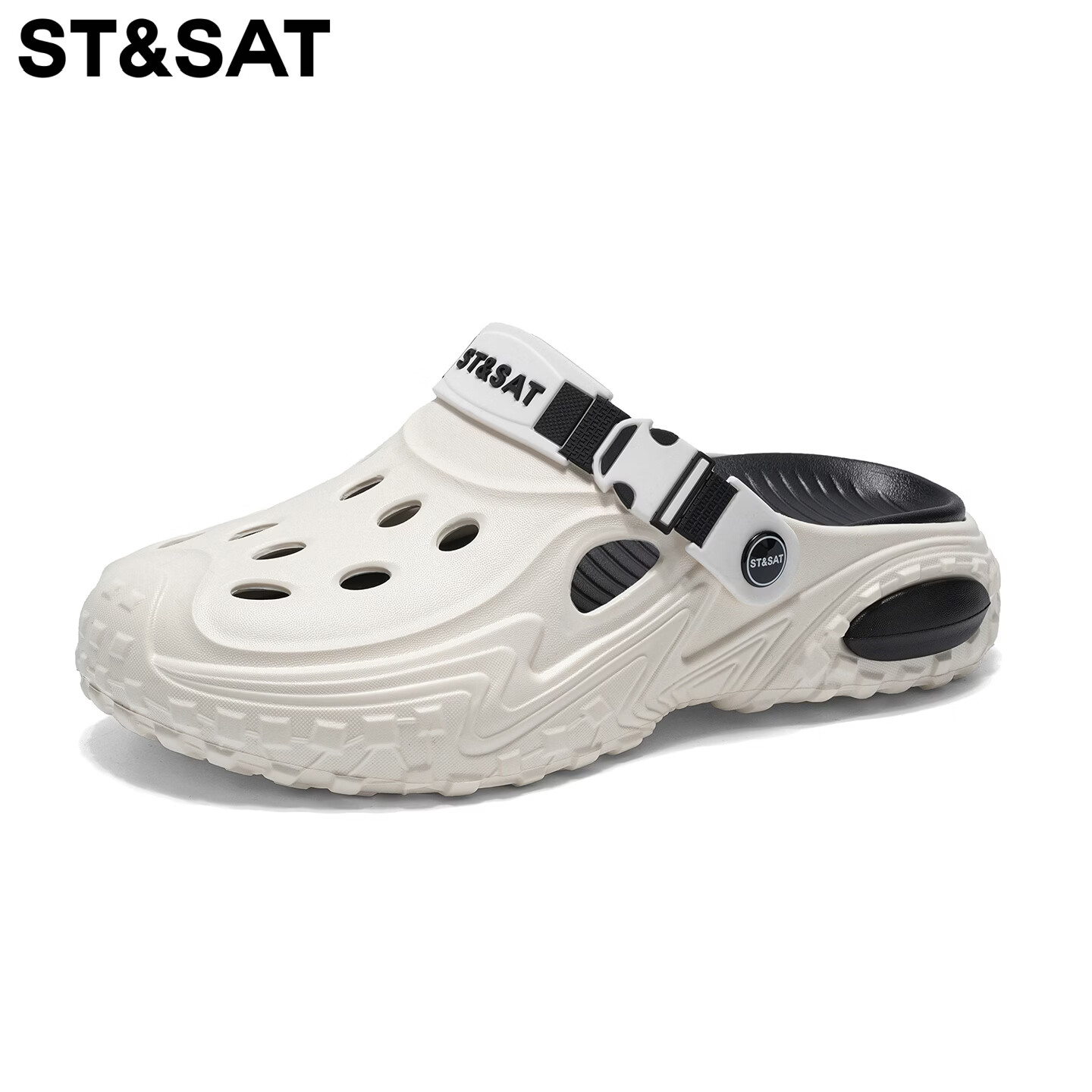 星期六（St&Sat）包头拖鞋男夏季外穿两穿洞洞鞋男士百搭踩屎感沙滩厚底休闲凉鞋男 白色 42-43 标准运动尺码