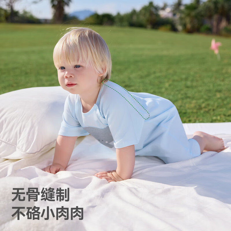 贝肽斯婴儿连体衣夏季新生儿连体衣男女宝宝短袖爬服哈衣 萌萌小象 90cm