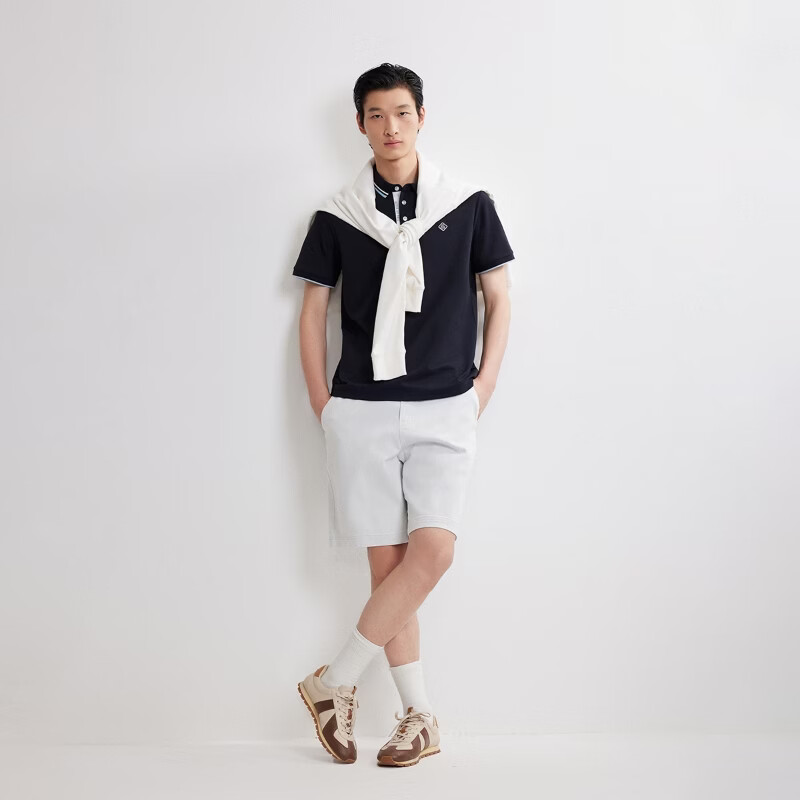 杰克·琼斯(JACK&JONES)26年夏季polo衫男士【凉感】商务休闲撞色翻领短袖t恤男装 E39藏蓝 常规 M (175)