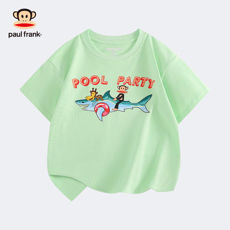 大嘴猴（paul frank）童装儿童短袖T恤2025款男女童宽松舒适休闲纯棉中大童上衣 049G薄荷绿 140
