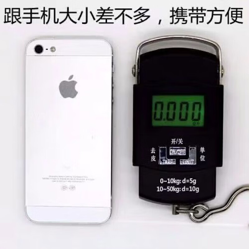 高精度手提电子秤小型便携式家用迷你称鱼器手行李快递弹簧勾小称 手提电子秤-50KG款 无规格