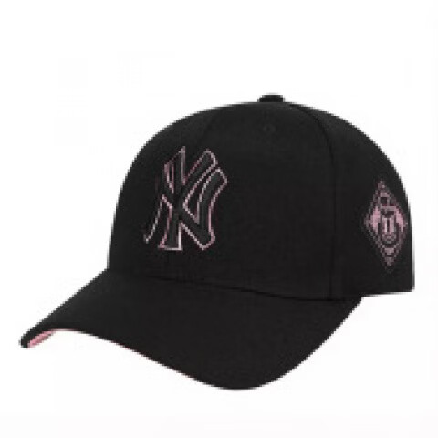 韩国NY侧标硬顶鸭舌帽男女同款时尚棒球帽 新款金边NY 均码 可调节