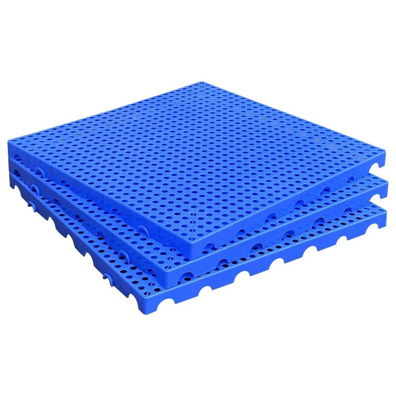 防潮垫板网格塑料托盘物流地台板仓库网格垫仓板卡板超市养殖垫板 灰色 100X100X5CM 加厚耐摔圆孔