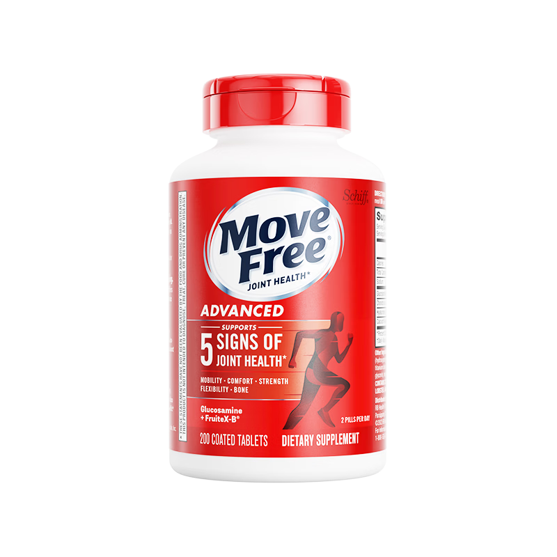 益节（Move Free）维骨力氨糖软骨素绿瓶红瓶 美国进口 成人中老年营养品 【高性价比】养护红瓶氨糖 200粒*1瓶