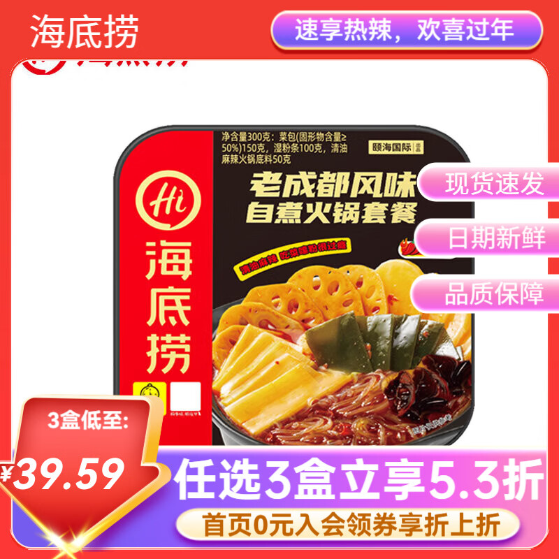 海底捞自热火锅【任选4盒】方便速食麻辣烫自煮学生宿舍夜宵大分量b 老成都风味300g*1盒